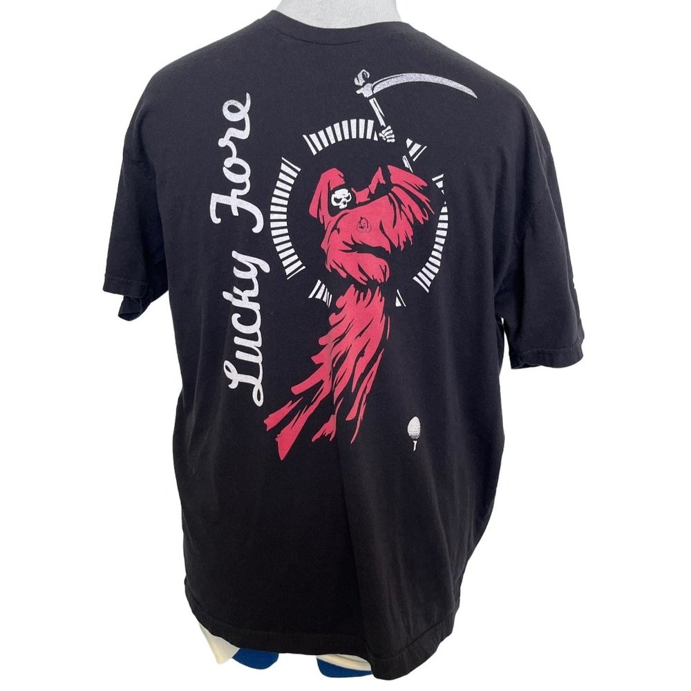 Grim Reaper Playing Golf Mens Shirt XL Fire and Fuel Apparel Lucky Fore